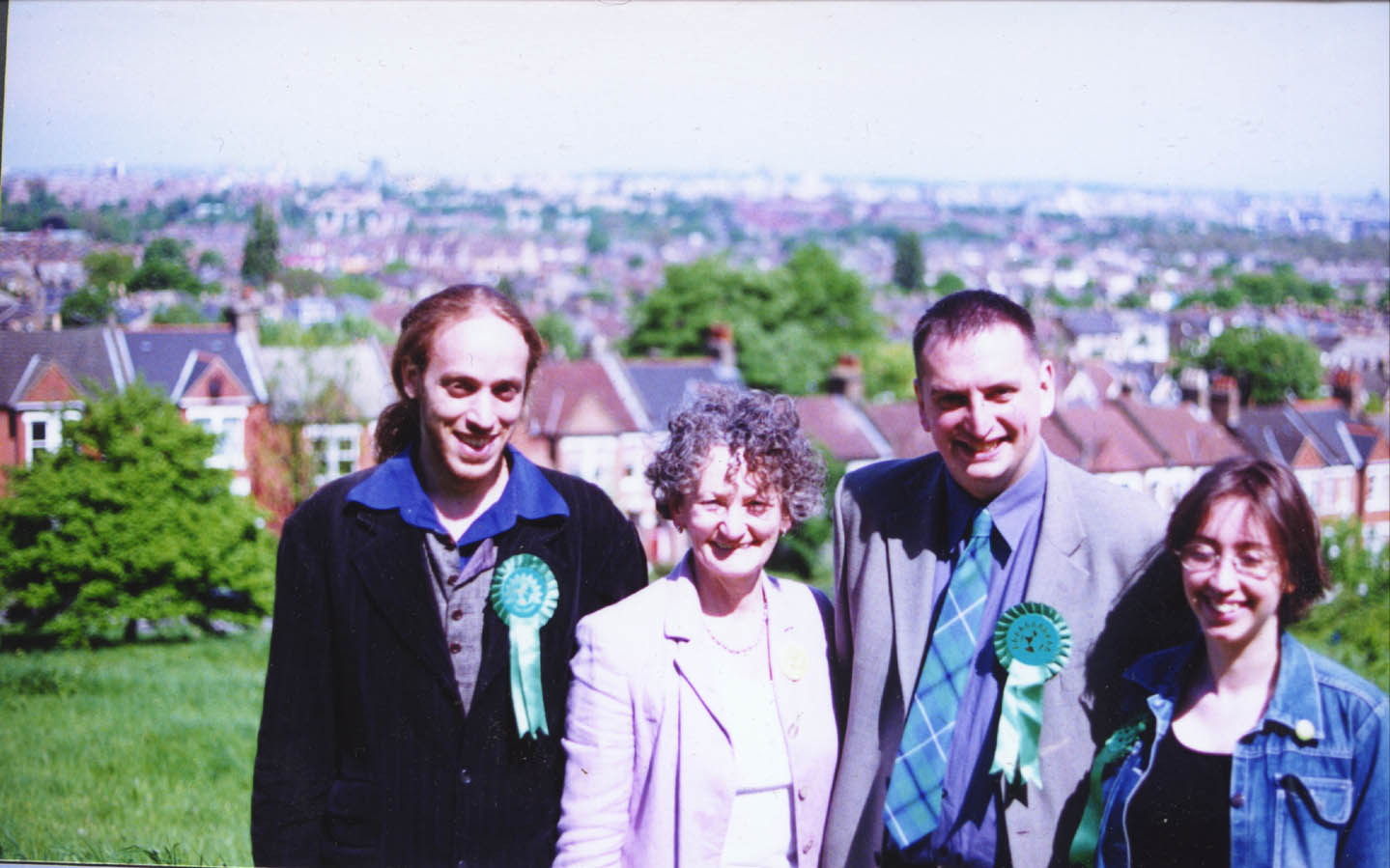 Störm Poorun, Jenny Jones, Darren Johnson, Ruth Jenkins on Dawson's Hill, Spring 2002